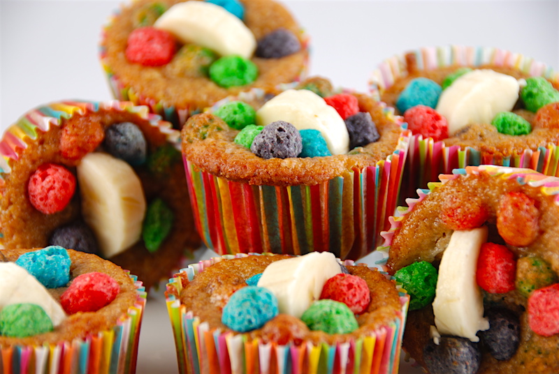 Banana Berry Cereal Muffins are for kids of all ages!