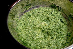 Spinach Ricotta Pie All Ingredients Combined